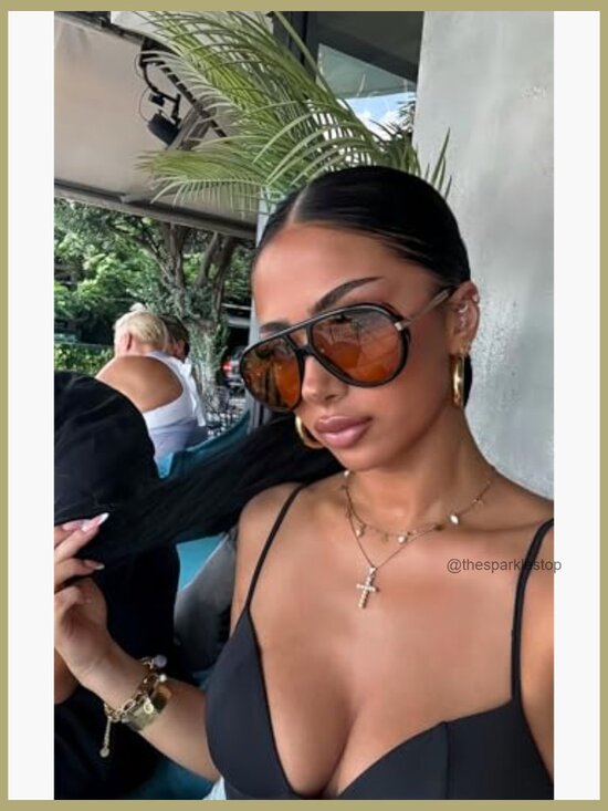 Retro Gold Metal Oversized Aviator Sunglasses Polarized UV Protection main image 6